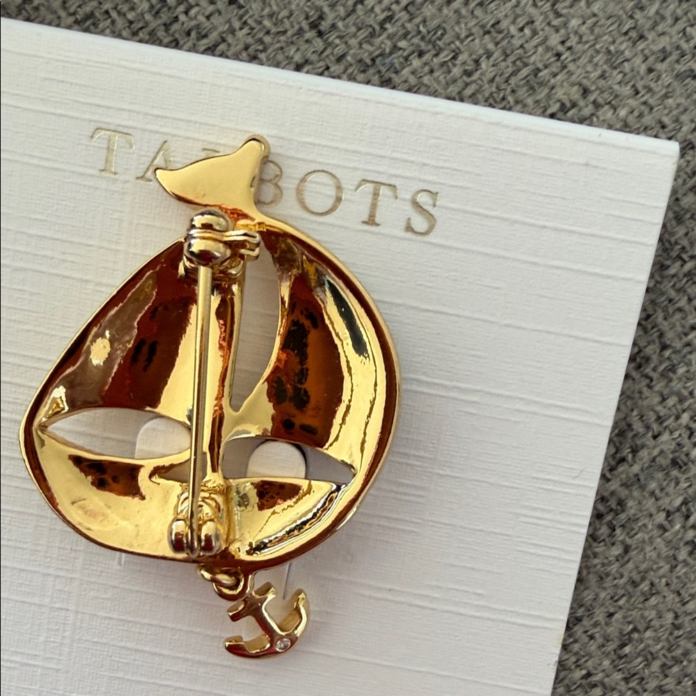 Talbots Gold with Red White and Blue  Anchor Brooch - Picture 3 of 3